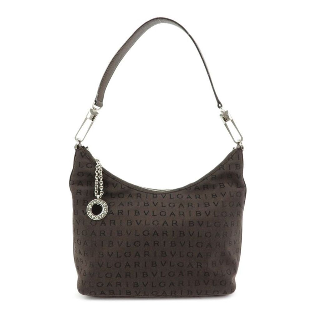 Bvlgari Logomania Suede Brown Canvas Handbag